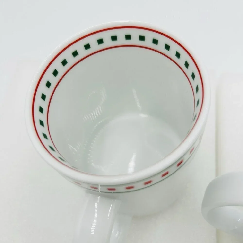 Crate & Barrel Holiday Block Party 10 oz Mugs Christmas Set of 2 Ceramic